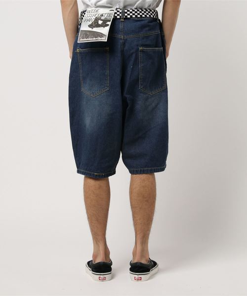 STYLEBLOCK（スタイルブロック）の「ベルト付きワイドデニムショートパンツ（デニムパンツ・メンズ・オフホワイト/ケミカルウォッシュ/ブルー/ブラック・M/L）」の6枚目の写真