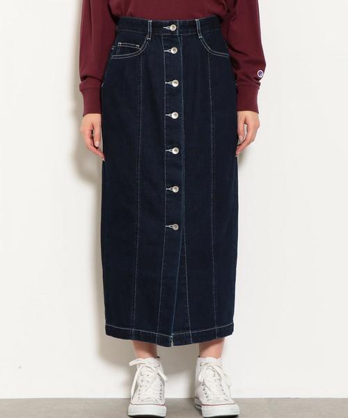 green label relaxing(グリーンレーベルリラクシング)の「SC ステッチ タイト デニム スカート(デニムスカート・レディース・ネイビー/ブラック・38/36)」の5枚目の写真