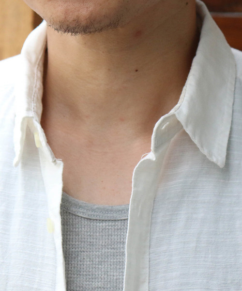 Confirm（コンファーム）の「Confirm / コンファーム コットンリネンスラブ7分袖シャツ（シャツ/ブラウス・メンズ・ホワイト/パープル/ネイビー/サックスブルー/オレンジ・M/L/XL）」の16枚目の写真