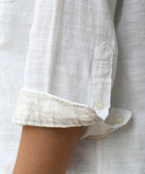 Confirm（コンファーム）の「Confirm / コンファーム コットンリネンスラブ7分袖シャツ（シャツ/ブラウス・メンズ・ホワイト/パープル/ネイビー/サックスブルー/オレンジ・M/L/XL）」の18枚目の写真