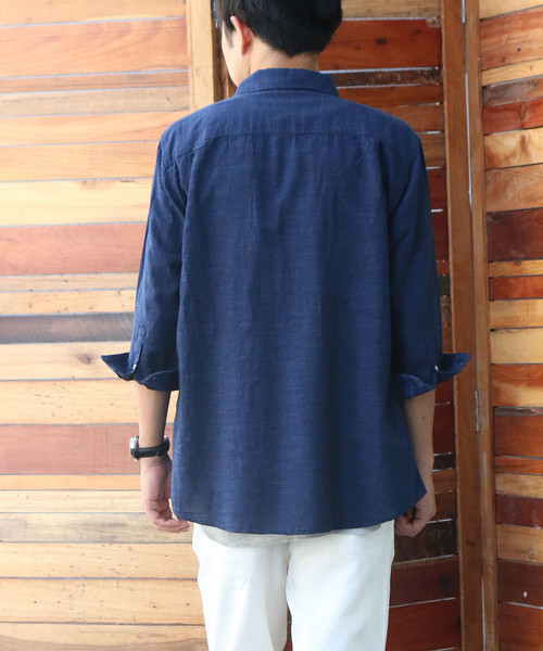 Confirm（コンファーム）の「Confirm / コンファーム コットンリネンスラブ7分袖シャツ（シャツ/ブラウス・メンズ・ホワイト/パープル/ネイビー/サックスブルー/オレンジ・M/L/XL）」の22枚目の写真