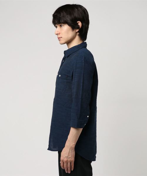 Confirm（コンファーム）の「Confirm / コンファーム コットンリネンスラブ7分袖シャツ（シャツ/ブラウス・メンズ・ホワイト/パープル/ネイビー/サックスブルー/オレンジ・M/L/XL）」の6枚目の写真