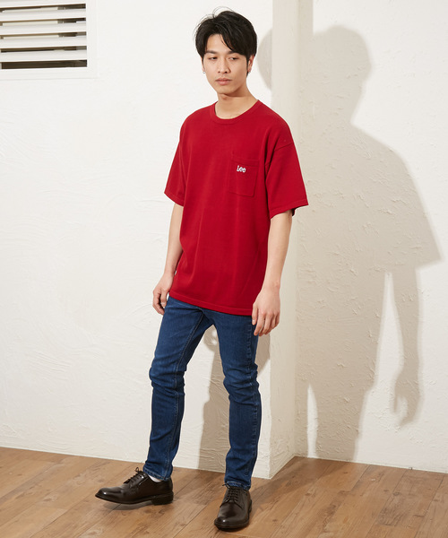 Lee（リー）の「Lee リー / KNIT LOOSE FIT POKET TEE ニットルーズフィットポケットTEE ビッグシルエットポケT / LT2376（Tシャツ/カットソー・メンズ・ネイビー/ブラック/レッド/キャメル/ホワイト・SMALL/MEDIUM/LARGE/X-LARGE）」の6枚目の写真