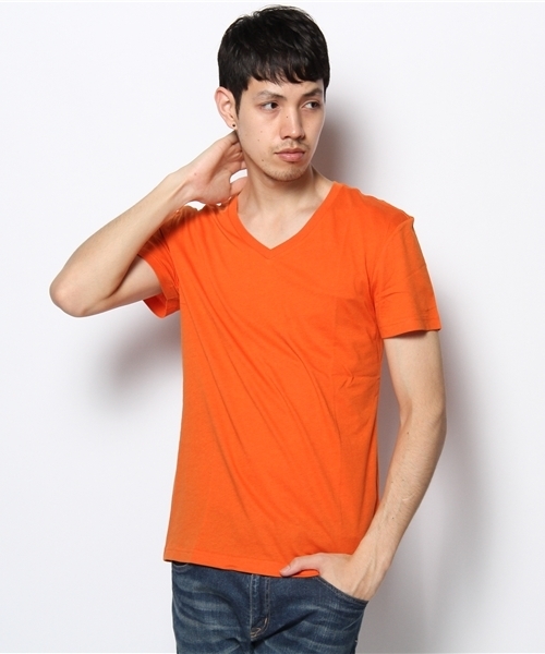 GIORDANO(ジョルダーノ)の「GIORDANO/コットンストレッチVネックT半袖(Tシャツ/カットソー・メンズ・ホワイト/ブラック/ヘザ-グレー/グリーン/ダークグリーン/ブルー/イエロー/ピンク/ワインレッド/オレンジ・SMALL/MEDIUM/LARGE/X-LARGE)」の1枚目の写真