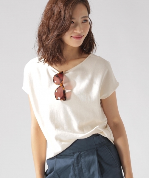 BAYFLOW（ベイフロー）の「2WAY Tシャツ（Tシャツ/カットソー・レディース・オフホワイト/ベビーピンク/チャコール/カーキ・MEDIUM/SMALL）」の15枚目の写真