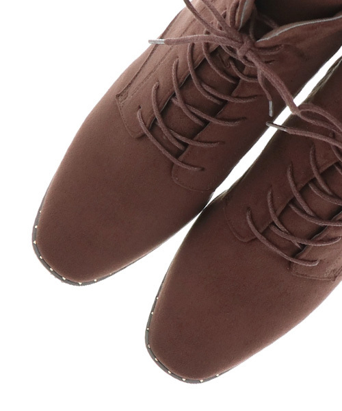 RANDA（ランダ）の「足にフィットするよう履き心地を追求/スタッズデザインレースアップショートブーツ（ブーツ・レディース・ブラック/ダークブラウン・S/M/L/LL）」の5枚目の写真