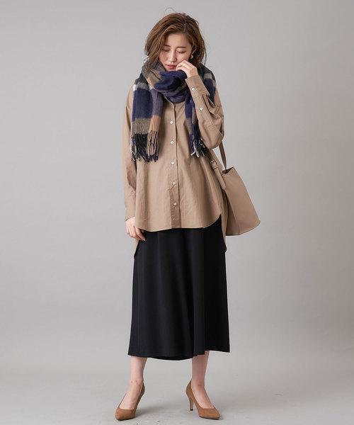 RIVE DROITE（リヴドロワ）の「ウールチェックストール（ストール/ショール・レディース・アイボリー/モカ/グレー/ダークブルー/ライトベージュ/ブラック/イエロー・FREE）」の21枚目の写真