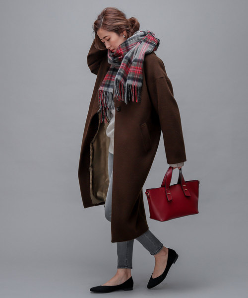 RIVE DROITE（リヴドロワ）の「ウールチェックストール（ストール/ショール・レディース・アイボリー/モカ/グレー/ダークブルー/ライトベージュ/ブラック/イエロー・FREE）」の20枚目の写真