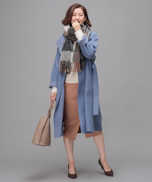 RIVE DROITE（リヴドロワ）の「ウールチェックストール（ストール/ショール・レディース・アイボリー/モカ/グレー/ダークブルー/ライトベージュ/ブラック/イエロー・FREE）」の14枚目の写真