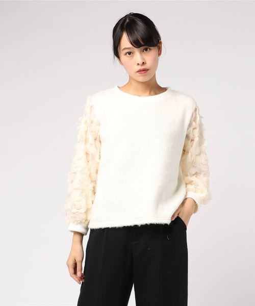 flower(フラワー)の「フルムーンスリーブトップ(その他トップス・レディース・ホワイト/ブラック・FREE)」の7枚目の写真