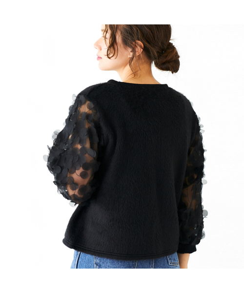 flower(フラワー)の「フルムーンスリーブトップ(その他トップス・レディース・ホワイト/ブラック・FREE)」の5枚目の写真