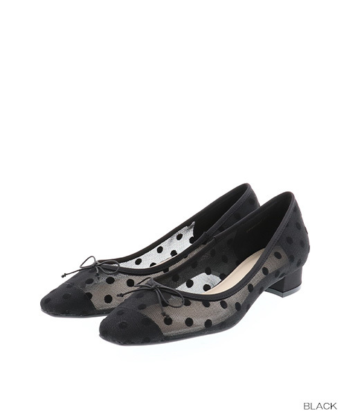 RANDA（ランダ）の「シースルードットスクエアトゥパンプス（パンプス・レディース・ブラック/ベージュ/シルバー・23/24/25/22/25.5/22.5/23.5/24.5）」の4枚目の写真