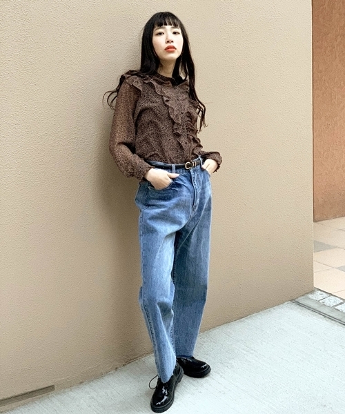 WEGO（ウィゴー）の「WEGO/【WEB限定】デニムストレートワイドパンツ（デニムパンツ・レディース・インディゴブルー/ダークインディゴブルー/ライトインディゴブルー・SMALL/MEDIUM/LARGE）」の9枚目の写真