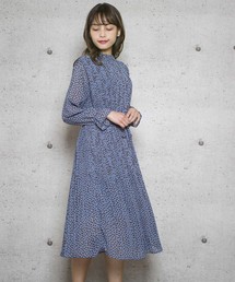【Jewelobe/ ジュエローブ】スタンドフリルネックプリーツワンピース
