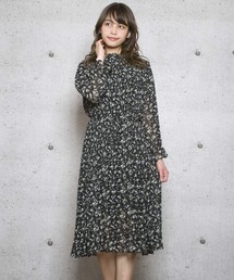 【Jewelobe/ ジュエローブ】スタンドフリルネックプリーツワンピース