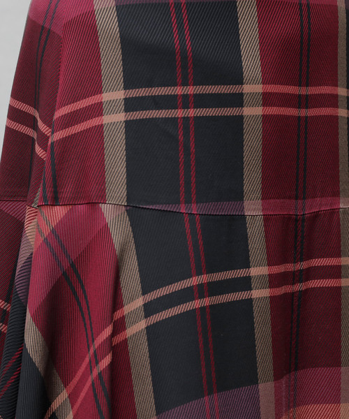 Liesse（リエス）の「チェックフレアースカート（スカート・レディース・ボルドー/キャメル・S/M）」の3枚目の写真