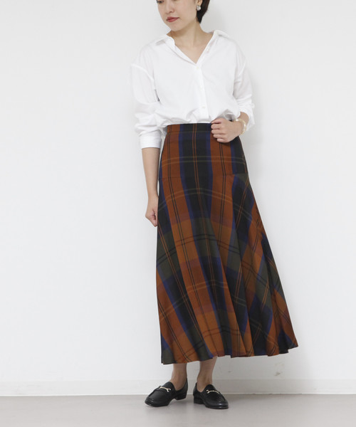 Liesse（リエス）の「チェックフレアースカート（スカート・レディース・ボルドー/キャメル・S/M）」の9枚目の写真