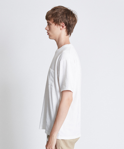 ABAHOUSE GRAY(アバハウスグレイ)の「【展開店舗限定】パイナップル柄 ジャガード半袖Tシャツ(Tシャツ/カットソー・メンズ・ホワイト/ベージュ/ネイビー・46/48)」の5枚目の写真