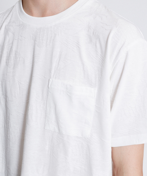 ABAHOUSE GRAY(アバハウスグレイ)の「【展開店舗限定】パイナップル柄 ジャガード半袖Tシャツ(Tシャツ/カットソー・メンズ・ホワイト/ベージュ/ネイビー・46/48)」の8枚目の写真