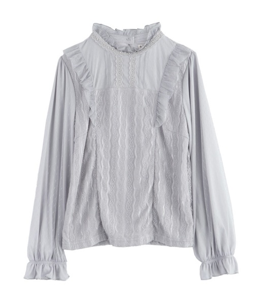 axes femme（アクシーズファム）の「ストライプレースＰＯ（Tシャツ/カットソー・レディース・キナリ/グレー/ブラック・MEDIUM）」の3枚目の写真