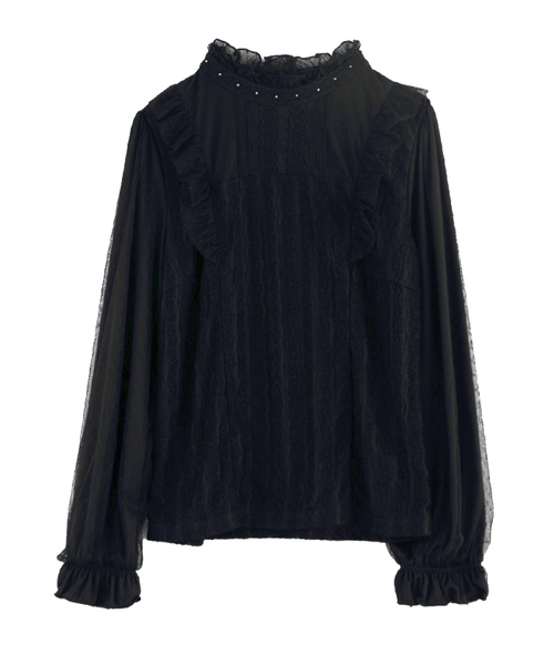 axes femme（アクシーズファム）の「ストライプレースＰＯ（Tシャツ/カットソー・レディース・キナリ/グレー/ブラック・MEDIUM）」の2枚目の写真