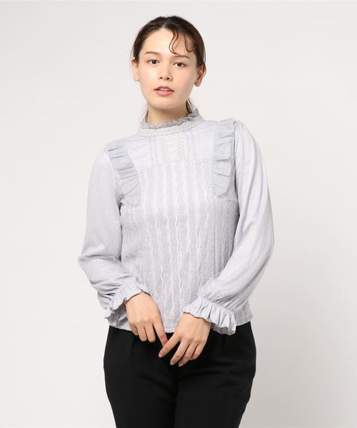 axes femme（アクシーズファム）の「ストライプレースＰＯ（Tシャツ/カットソー・レディース・キナリ/グレー/ブラック・MEDIUM）」の6枚目の写真