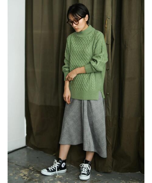AMERICAN HOLIC（アメリカンホリック）の「ハイネックケーブルニットプルオーバー ＊（ニット/セーター・レディース・ネイビー/ピンク/グリーン/アイボリー/ダークグレー/マスタード・M/L）」の19枚目の写真