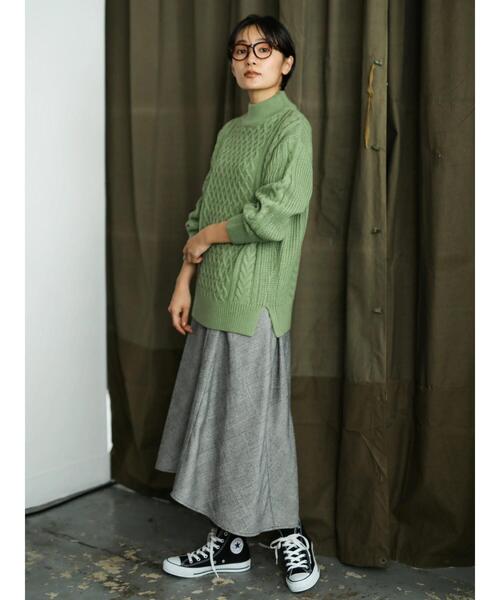 AMERICAN HOLIC（アメリカンホリック）の「ハイネックケーブルニットプルオーバー ＊（ニット/セーター・レディース・ネイビー/ピンク/グリーン/アイボリー/ダークグレー/マスタード・M/L）」の18枚目の写真