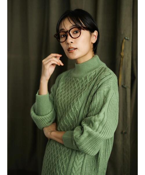 AMERICAN HOLIC（アメリカンホリック）の「ハイネックケーブルニットプルオーバー ＊（ニット/セーター・レディース・ネイビー/ピンク/グリーン/アイボリー/ダークグレー/マスタード・M/L）」の17枚目の写真