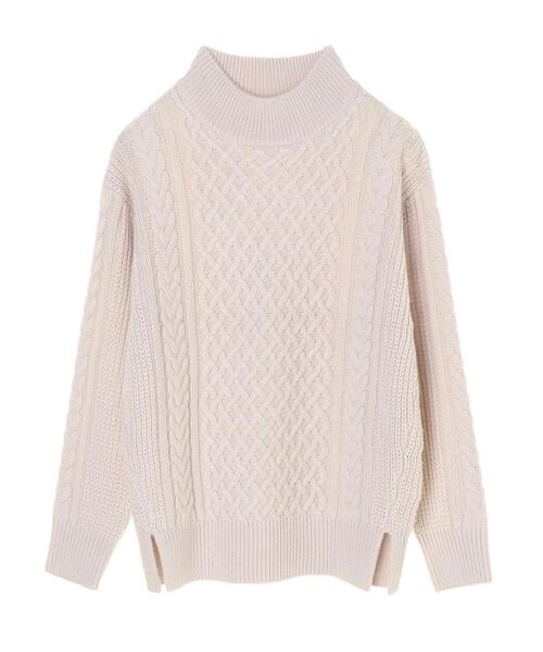 AMERICAN HOLIC（アメリカンホリック）の「ハイネックケーブルニットプルオーバー ＊（ニット/セーター・レディース・ネイビー/ピンク/グリーン/アイボリー/ダークグレー/マスタード・M/L）」の12枚目の写真