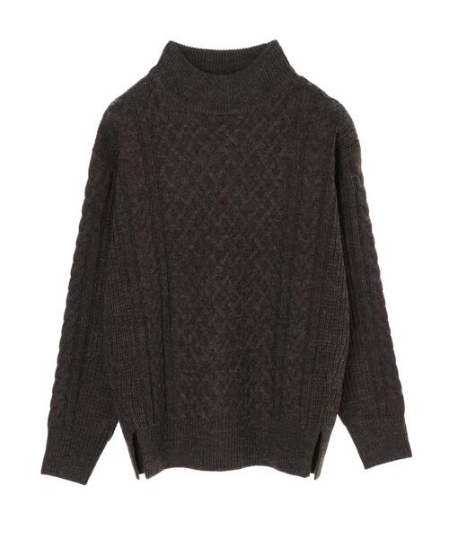 AMERICAN HOLIC（アメリカンホリック）の「ハイネックケーブルニットプルオーバー ＊（ニット/セーター・レディース・ネイビー/ピンク/グリーン/アイボリー/ダークグレー/マスタード・M/L）」の11枚目の写真