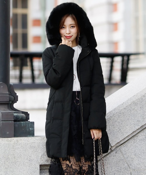 リボンポケットダウンロングコート 秋冬 結婚式対応 冬 コート ダウンジャケット コート Pourvous プールヴー のファッション通販 Zozotown