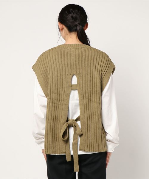 archives（アルシーヴ）の「バックリボンニットベストロンTセット（Tシャツ/カットソー・レディース・グリーン/アイボリー/ブルー/ブラウン・MEDIUM）」の5枚目の写真