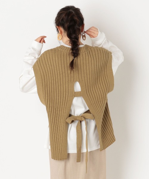 archives（アルシーヴ）の「バックリボンニットベストロンTセット（Tシャツ/カットソー・レディース・グリーン/アイボリー/ブルー/ブラウン・MEDIUM）」の3枚目の写真