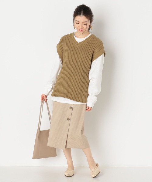 archives（アルシーヴ）の「バックリボンニットベストロンTセット（Tシャツ/カットソー・レディース・グリーン/アイボリー/ブルー/ブラウン・MEDIUM）」の17枚目の写真