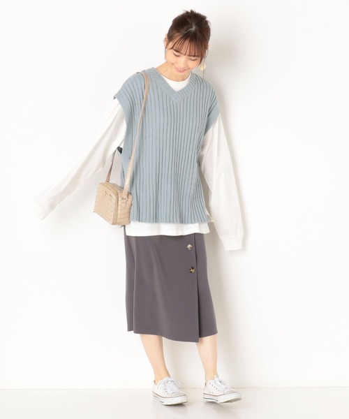 archives（アルシーヴ）の「バックリボンニットベストロンTセット（Tシャツ/カットソー・レディース・グリーン/アイボリー/ブルー/ブラウン・MEDIUM）」の15枚目の写真