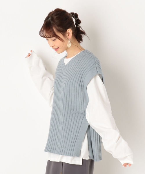 archives（アルシーヴ）の「バックリボンニットベストロンTセット（Tシャツ/カットソー・レディース・グリーン/アイボリー/ブルー/ブラウン・MEDIUM）」の14枚目の写真