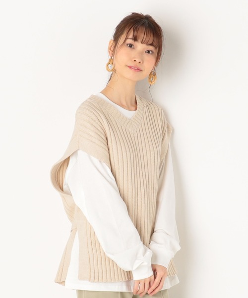 archives（アルシーヴ）の「バックリボンニットベストロンTセット（Tシャツ/カットソー・レディース・グリーン/アイボリー/ブルー/ブラウン・MEDIUM）」の18枚目の写真