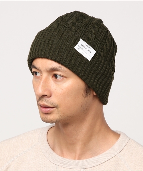 SHIPS JET BLUE（シップスジェットブルー）の「SHIPS JET BLUE: ケーブルニットキャップ made in JAPAN◇（ニットキャップ/ビーニー・メンズ・ブラック/ベージュ/ワイン/イエロー/グリーン/ネイビー/ホワイト/ブルー/ライトブルー/オリーブ/コバルトブルー/ダークグレー/エンジ/グレー系その他/ワインレッド/ロイヤルブルー/ダークブルー/ダークオリーブ/チャコールグレー・ONE SIZE）」の9枚目の写真