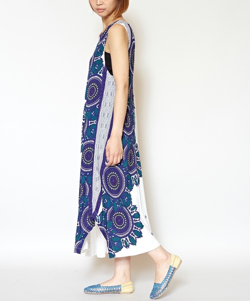 チャイハネ（チャイハネ）の「【チャイハネ】yul 曼荼羅模様ノースリーブワンピース（ワンピース・レディース・ホワイト/ブラック/ブルー・FREE）」の9枚目の写真