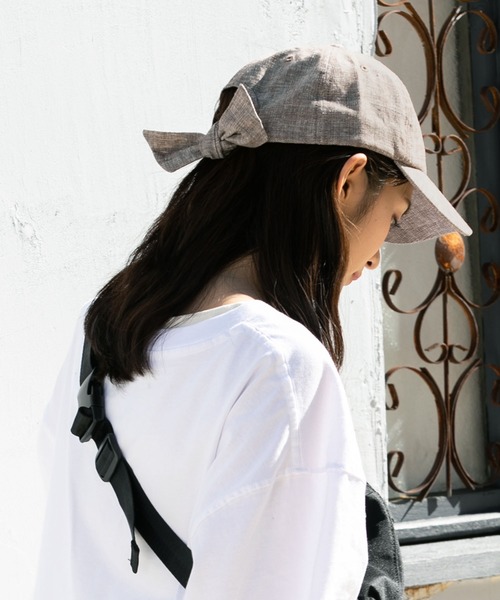 QUEENHEAD(クイーンヘッド)の「リボンキャップ(キャップ・レディース・アッシュブラウン/アッシュグレー/ブラック系その他/ライトカーキ/ブラウン系その他2/インディゴブルー/ベージュ/ブラウン/ブラウン系その他/ブラック/ネイビー・FREE/X-LARGE)」の1枚目の写真