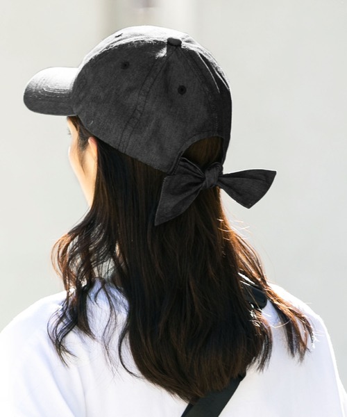 QUEENHEAD(クイーンヘッド)の「リボンキャップ(キャップ・レディース・アッシュブラウン/アッシュグレー/ブラック系その他/ライトカーキ/ブラウン系その他2/インディゴブルー/ベージュ/ブラウン/ブラウン系その他/ブラック/ネイビー・FREE/X-LARGE)」の3枚目の写真