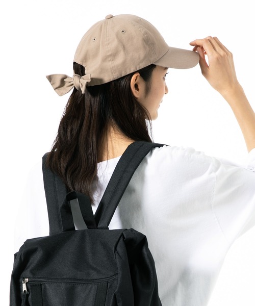 QUEENHEAD(クイーンヘッド)の「リボンキャップ(キャップ・レディース・アッシュブラウン/アッシュグレー/ブラック系その他/ライトカーキ/ブラウン系その他2/インディゴブルー/ベージュ/ブラウン/ブラウン系その他/ブラック/ネイビー・FREE/X-LARGE)」の6枚目の写真