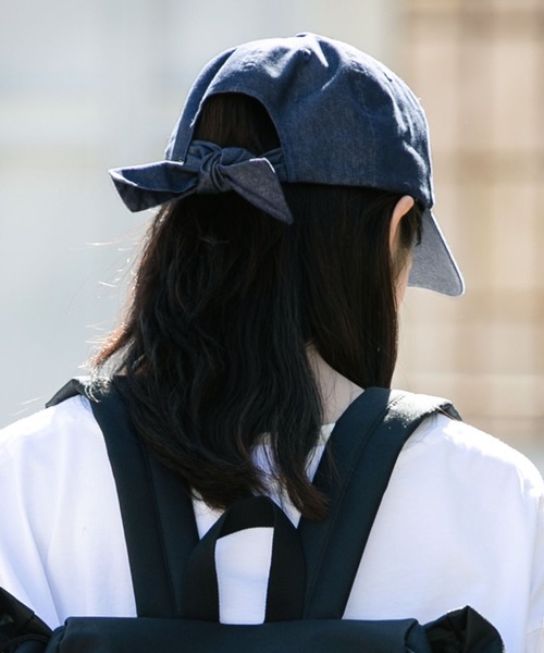 QUEENHEAD(クイーンヘッド)の「リボンキャップ(キャップ・レディース・アッシュブラウン/アッシュグレー/ブラック系その他/ライトカーキ/ブラウン系その他2/インディゴブルー/ベージュ/ブラウン/ブラウン系その他/ブラック/ネイビー・FREE/X-LARGE)」の11枚目の写真