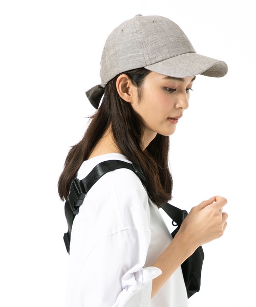 QUEENHEAD(クイーンヘッド)の「リボンキャップ(キャップ・レディース・アッシュブラウン/アッシュグレー/ブラック系その他/ライトカーキ/ブラウン系その他2/インディゴブルー/ベージュ/ブラウン/ブラウン系その他/ブラック/ネイビー・FREE/X-LARGE)」の7枚目の写真