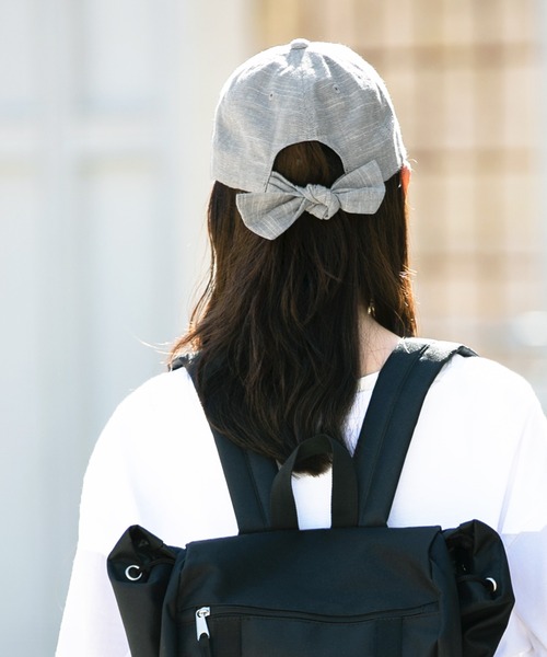 QUEENHEAD(クイーンヘッド)の「リボンキャップ(キャップ・レディース・アッシュブラウン/アッシュグレー/ブラック系その他/ライトカーキ/ブラウン系その他2/インディゴブルー/ベージュ/ブラウン/ブラウン系その他/ブラック/ネイビー・FREE/X-LARGE)」の4枚目の写真