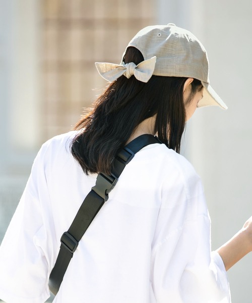 QUEENHEAD(クイーンヘッド)の「リボンキャップ(キャップ・レディース・アッシュブラウン/アッシュグレー/ブラック系その他/ライトカーキ/ブラウン系その他2/インディゴブルー/ベージュ/ブラウン/ブラウン系その他/ブラック/ネイビー・FREE/X-LARGE)」の19枚目の写真