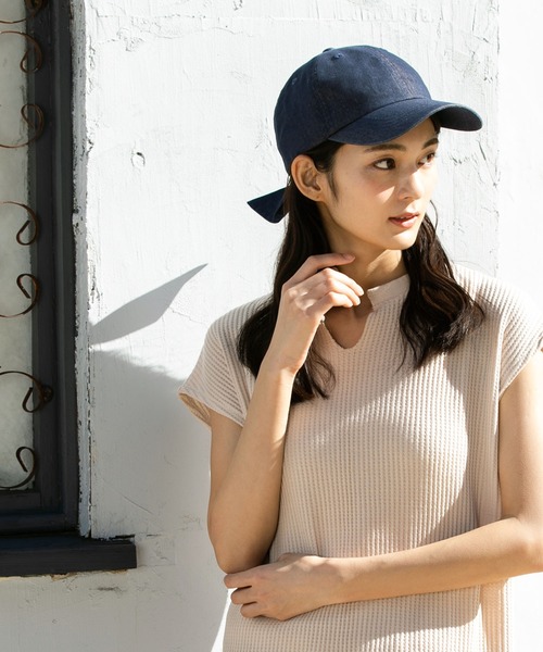 QUEENHEAD(クイーンヘッド)の「リボンキャップ(キャップ・レディース・アッシュブラウン/アッシュグレー/ブラック系その他/ライトカーキ/ブラウン系その他2/インディゴブルー/ベージュ/ブラウン/ブラウン系その他/ブラック/ネイビー・FREE/X-LARGE)」の17枚目の写真