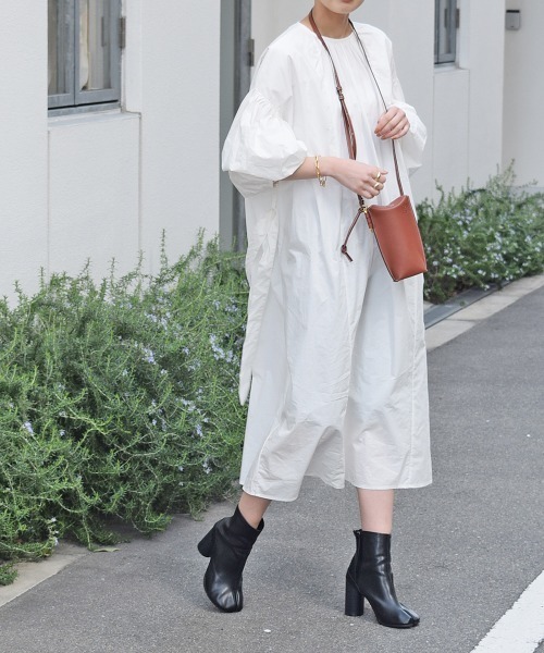 Marient（マリエント）の「バルーンシャツベルトワンピ（シャツワンピース・レディース・ベージュ/ホワイト・FREE）」の3枚目の写真