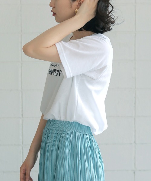 Bou Jeloud(ブージュルード)の「汗染み防止加工◆鹿の子プリントTシャツ(Tシャツ/カットソー・レディース・ライトグレー/ネイビー/オフホワイト・FREE)」の7枚目の写真